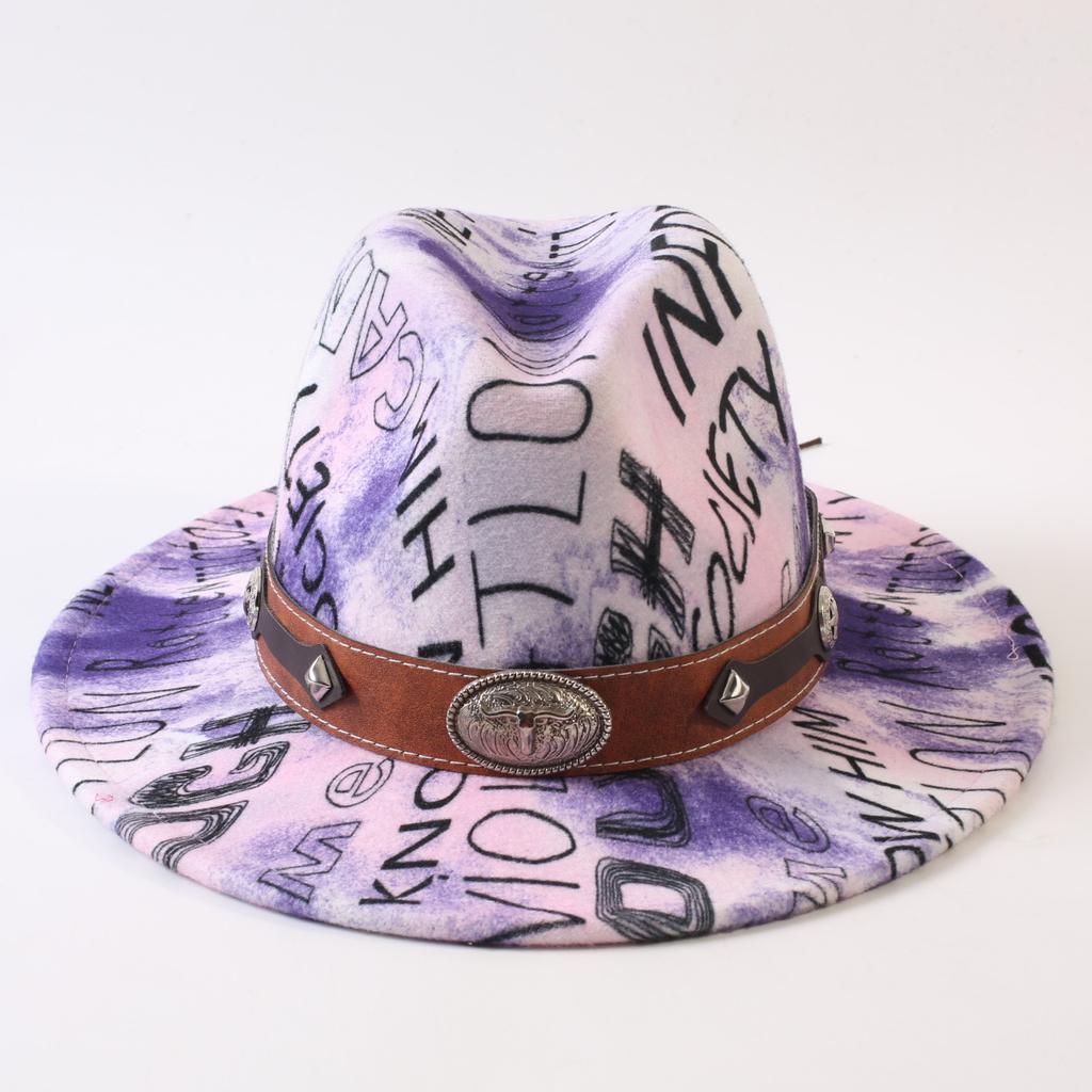 New European and American style letter printing fashion top hat men's and women's fashion jazz hat sunscreen sun hat