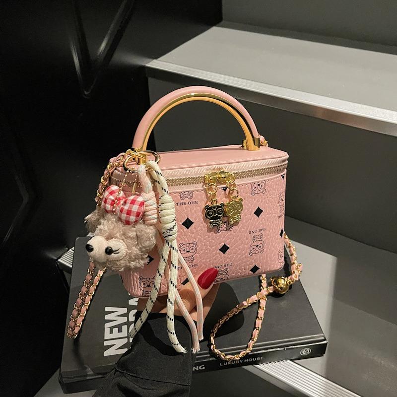 Fashion popular portable box bag women's soft leather retro printed shoulder bag versatile commuter chain messenger bag