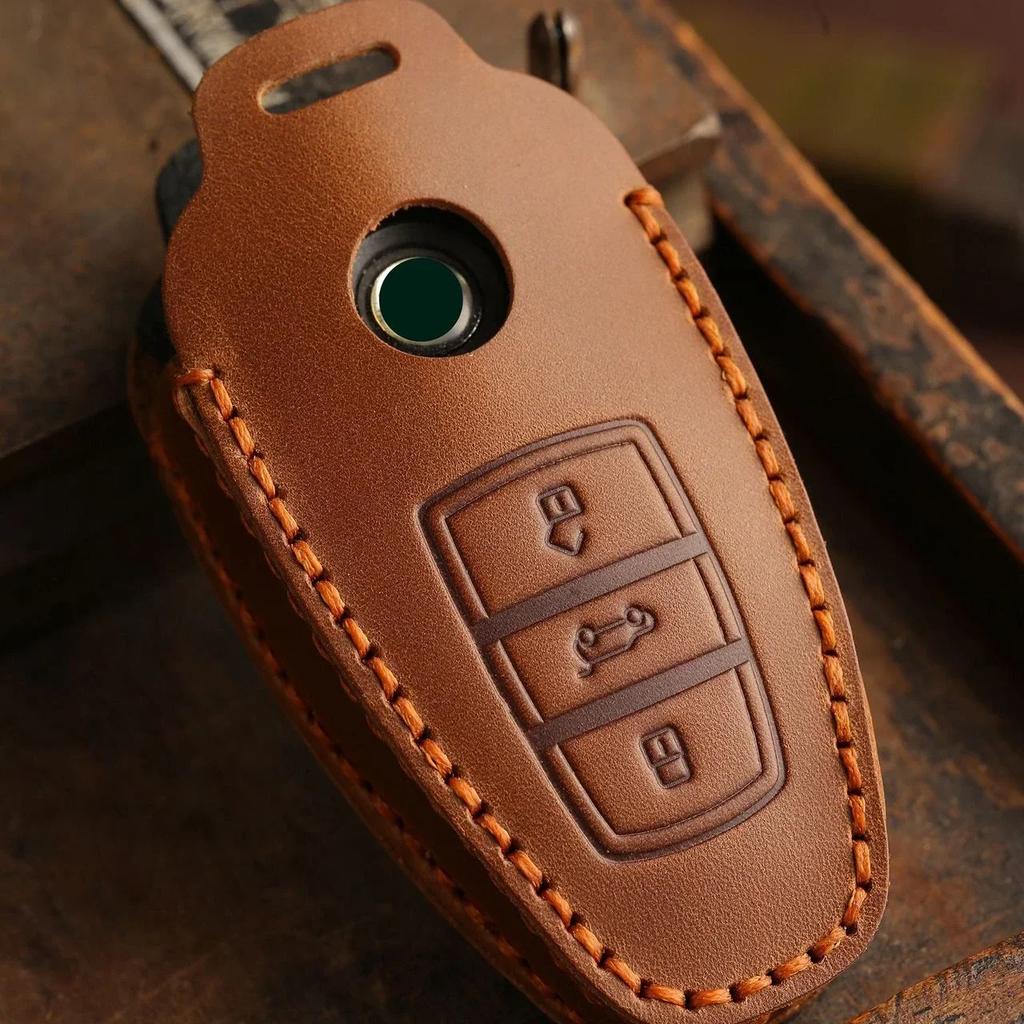 for Vw Touareg L2032 Keyless Entry Smart Remote Accessories Keychain Leather Car Fob Key Case Cover Protector Shell Holder Set