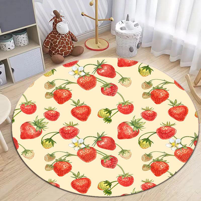 1Pc Food Theme Printed Circular Carpet, Home Door Mat, Outdoor Travel Protection Carpet A6