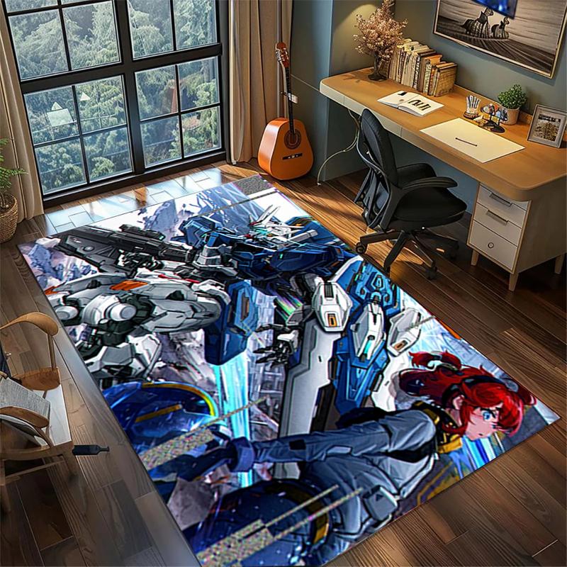 Gundam Gamer Bedroom Mat Large Area Non Slip Washable Rug Home Floor Decor
