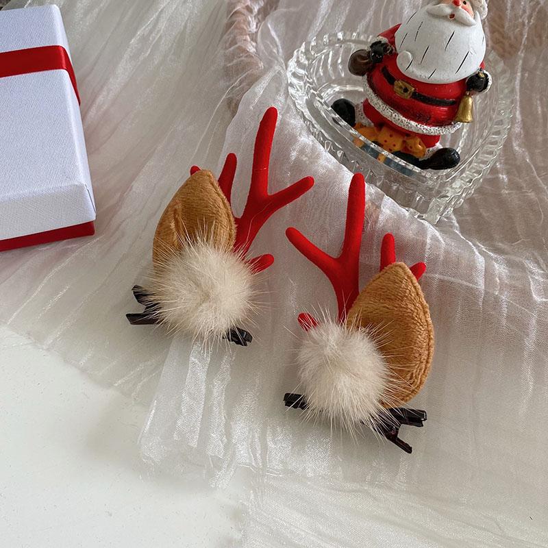 1 Pair Christmas Hair Pin Children Barrettes Bow Deer Ear New Year Hair Clip Kids Christmas Headwear Girls Kids Hair Accessories