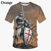 New Knight Templar 3D Printed Men's Fashion T-Shirt, Vintage Cross Pattern, Short Sleeve, Summer Cool Top, Men's Street Style