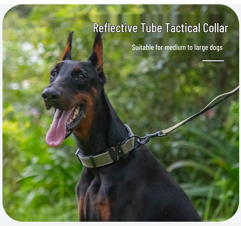 Reflective Tactical Dog Collar, Adjustable Neckband for Small to Large Dogs - Budala Duo