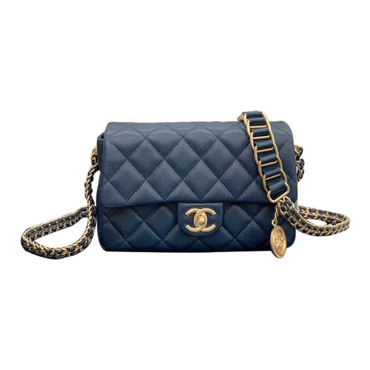Chanel Classic Flap CF Gold Coin Collection Grain Embossed Calfskin Shoulder Bag, Crossbody Bag Small Women's AS2528-B06191-NC638