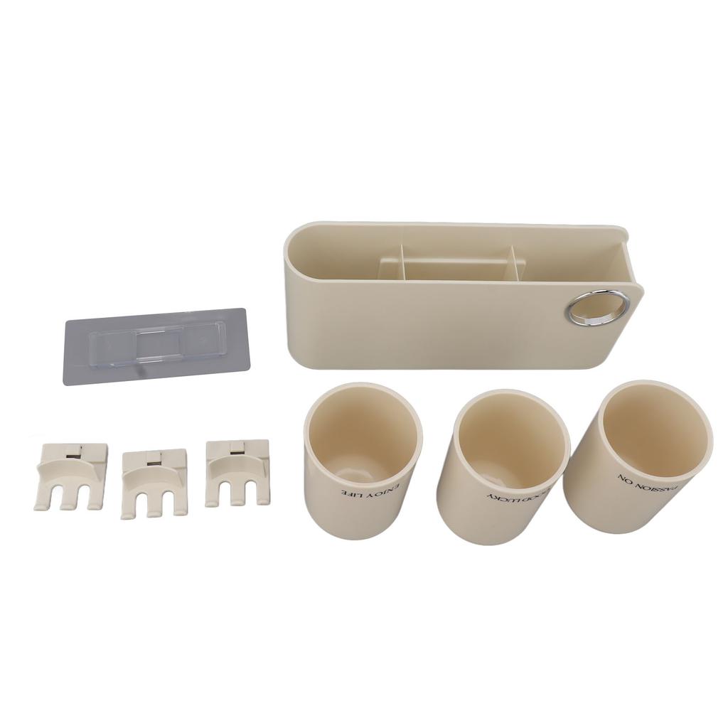 Toothbrush Holder Wall Mounted Multi Functional Toothbrush Toothpaste Dispenser for Bathroom