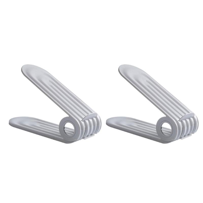 2 Pcs Space-saving Shoe Slot Organiser Rack Height Adjustable Shoe Stacker Color Shoe Holder Double Layer Shoe Rack