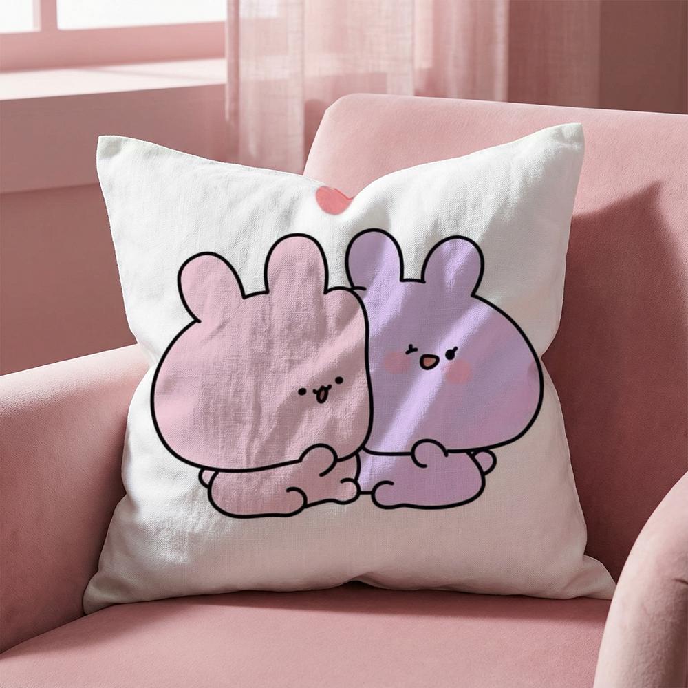A-Asamimichan Cute Bunny Cushion Cover Multi-Scene Pillow Cover for Home & Car - Reversible, Soft & Durable for Daily Use
