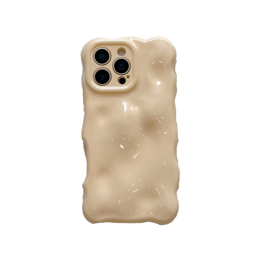 Niche ins style, solid color wavy case, suitable for iPhone16Pro max mobile phone case, Apple 17 new 14/15.