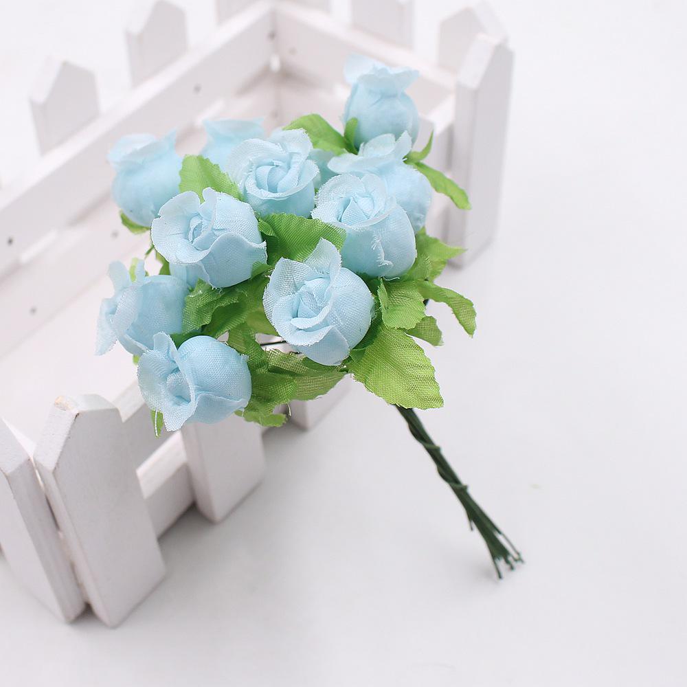 12pcs/lot Artificial Flower 2cm Silk High Quality Rose Bouquet Wedding Decoration DIY Scrapbook Wreath Gift Box Craft Flowers