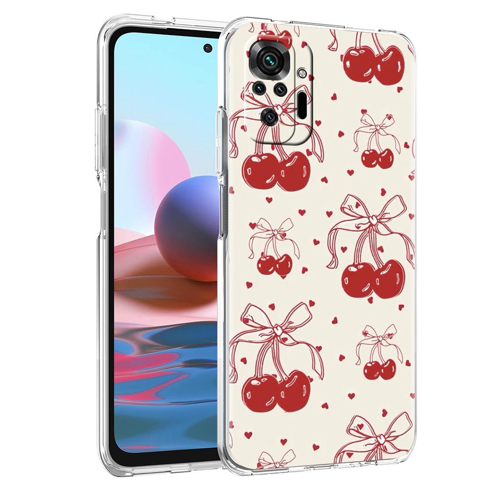 Cute Cherry Bow Phone Case For Xiaomi Redmi Note 14 13 12 5G 9S 9 10 11 Pro Plus 4G 9T 14C 13C 12C 10C 9C 9A Clear Cover