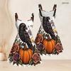 Women Plus Size Spaghetti Strap Off Shoulder Dress Gothic Crow Pumpkin Rose Floral Halloween Print Swing Dress