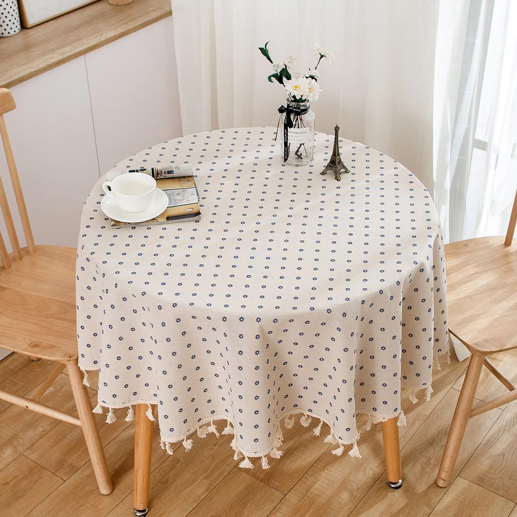 Polyester Linen Tassels Tablecloth, Black Peony Printing Dust-Proof Table Cover,for Kitchen Dinning Coffee Teatable Home Decor
