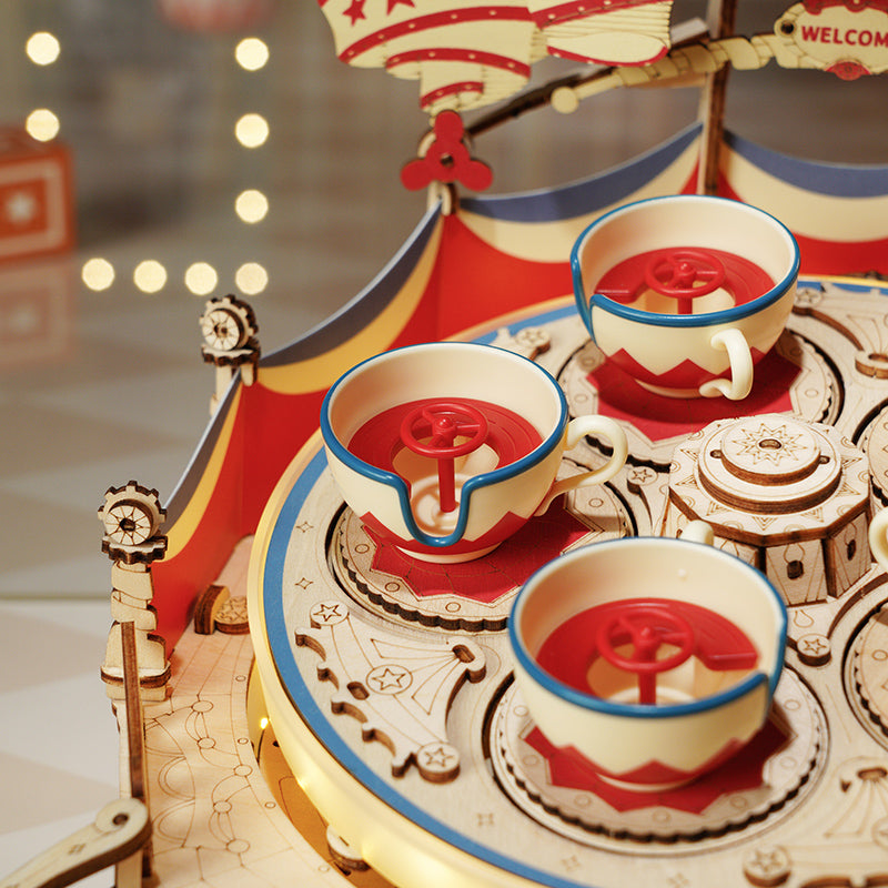 ROBOTIME ROKR Tilt-A-Whirl DIY Music Box 3D Wooden Puzzle EA04