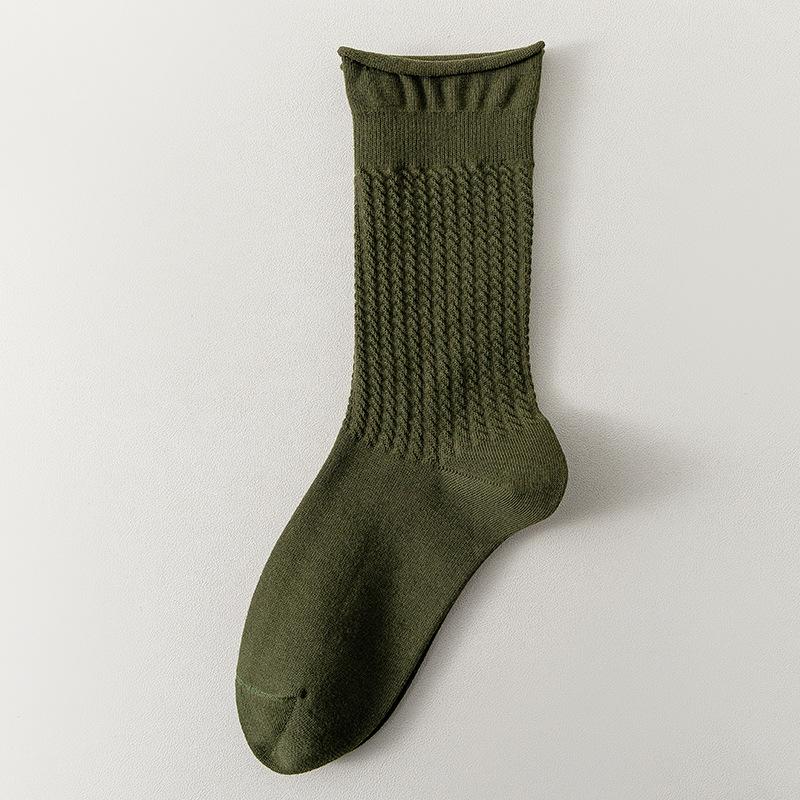 Women's Fall Striped Roll Edge Deodorizing Antibacterial Long Tube Stack Socks