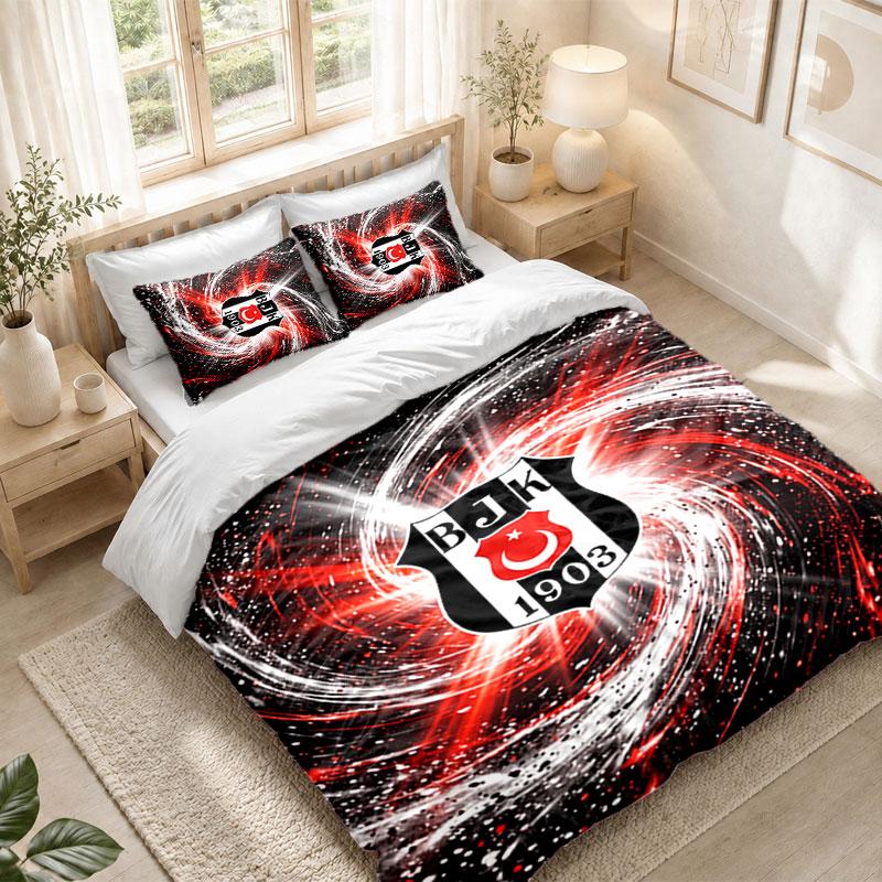 Bettwäsche-Set 1 Bettbezug 2 Kissenbezüge Beşiktaş FC Aufdruck Schlafzimmer Heimdekoration