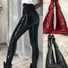 Chic Women Faux Leather Solid Color High Waist Pants Trousers Slim Fit Leggings