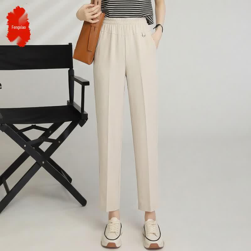 Women s High-Waist Draped Straight-Leg Cropped Pants 3XL