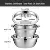 Multifunctional Stainless Steel Grater and Drain Basin Set with Slicer and Non-Magnetic Rice Sieve