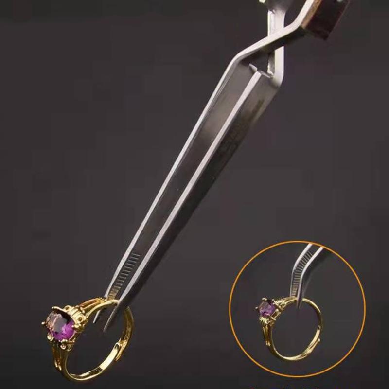 Crosses Lock Soldering Tweezer Auto Closing Jewelry Welding Craft Repair Hand Tool Heat Resistant Clamp Clip Pointed Tip