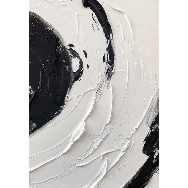 Abstract Wall Art White Painting Poster Large Black And White Print White 3D Textured Wall Art Canvas Painting Living Room Decor