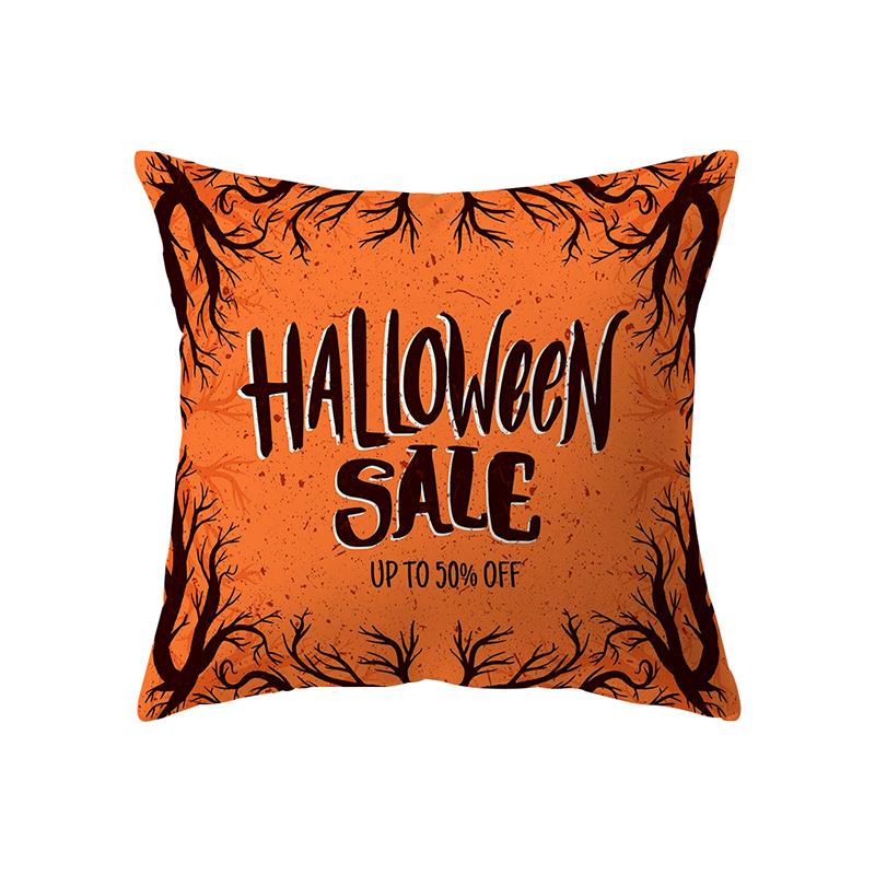 Halloween Theme Witch Pumpkin Print Pattern Cushion Cover Home Living Room Sofa Decoration Square Polyester Pillow Pillow Cover