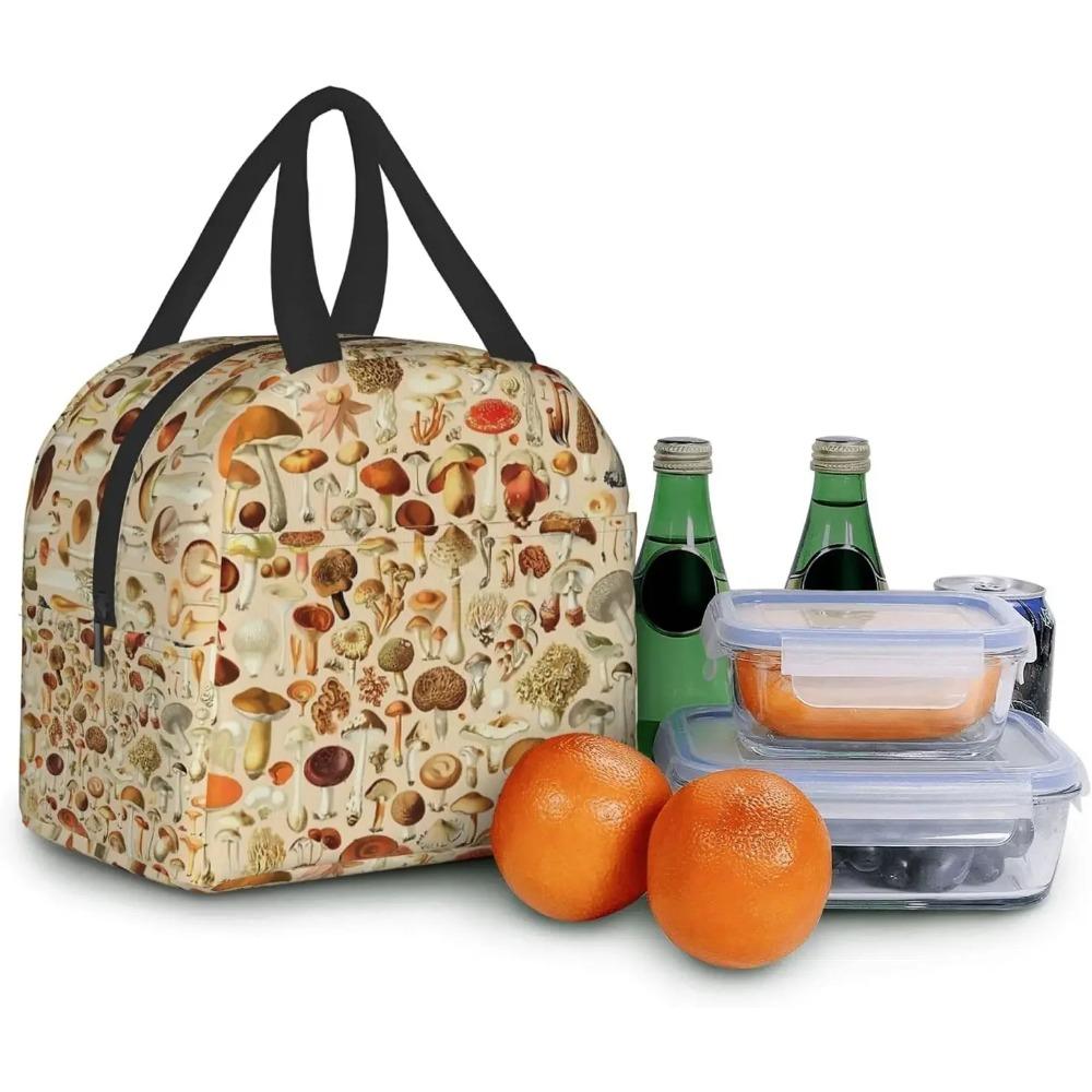 Vintage Pilz Isolierte Lunchtasche Frauen Mädchen Wiederverwendbare Lunchbox für Kinder Auslaufsichere Kühltasche für Schule Arbeit Reise Picknick
