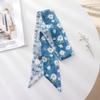 Summer French Retro Blue Tied Hair Small Floral Long Silk Scarf Headband Braided Hair Chiffon Thin Ribbon Scarf