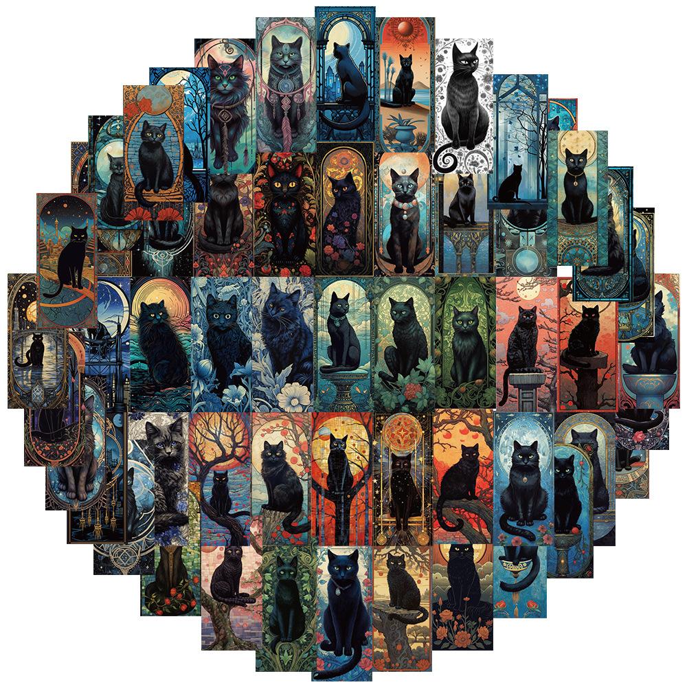 10/30/60pcs Gothic Black Cat Moon Tarot Stickers Vintage Cartoon Decals Graffiti Scrapbook Luggage Guitar Cool Vinyl Sticker Toy