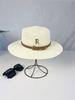 Women's Summer French Retro Straw Hat with Rhinestone 'R'