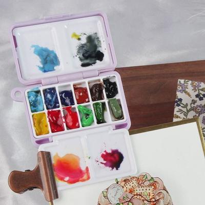 Portable Watercolor Paint Palette Compact 12/24 Grids Palette Plastic Pigment Box  Studio Use