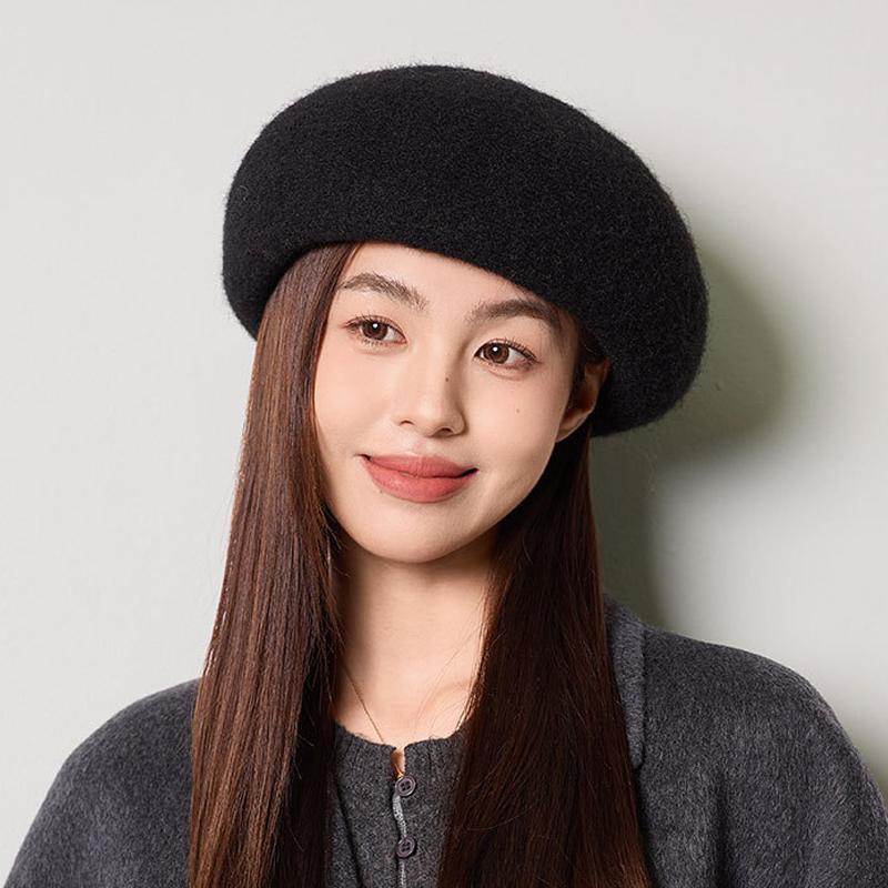 Kaschmir Baskenmütze Damen Herbst Winter Warme Strickmütze Malermütze