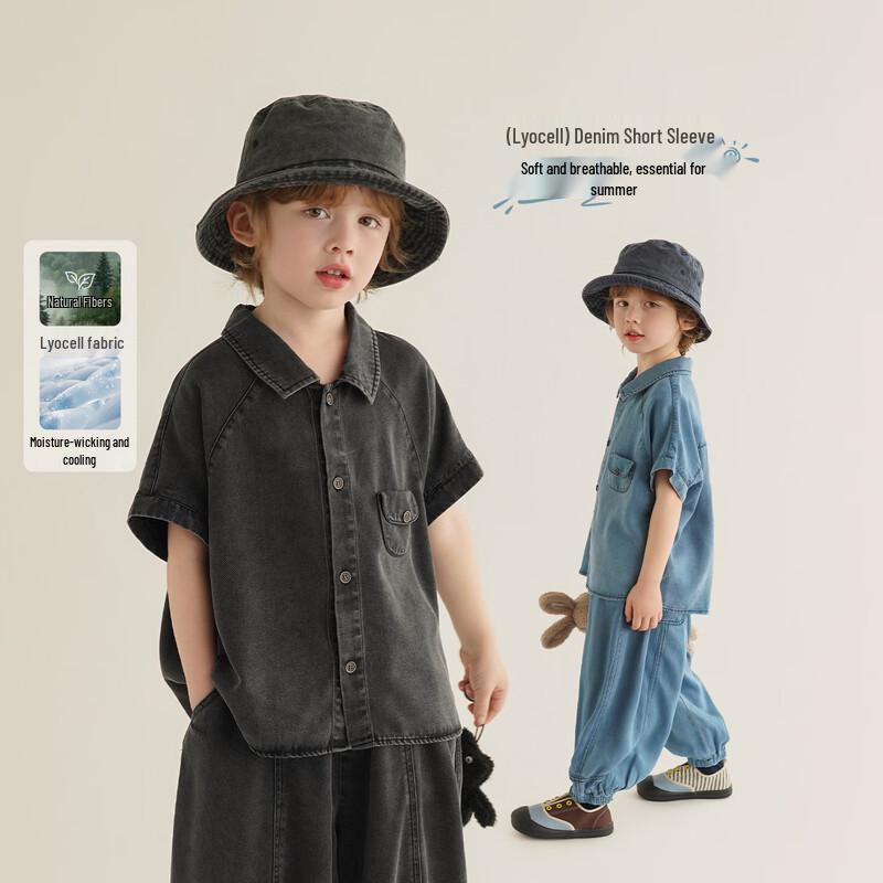 Boys  Lyocell Denim Short-Sleeve Shirt L