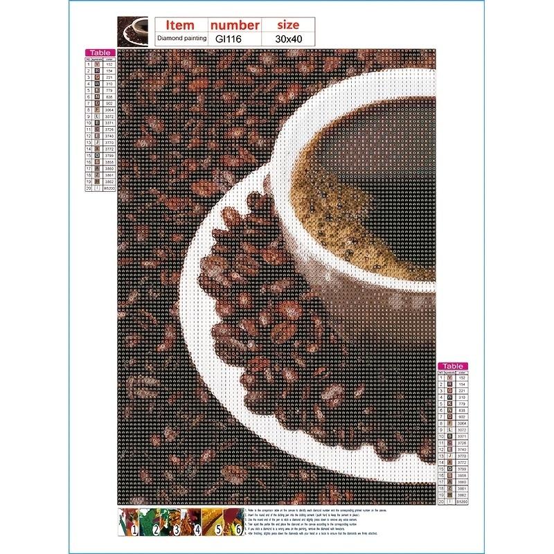 5D-Diamantmalerei zum Selbermachen, Kaffee, Kreuzstich-Set, vollständige Diamantstickerei, Mosaikkunst, Bild mit Strasssteinen, Dekor, Geschenk
