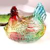 Plat à bonbons en verre cristal forme poulet, Bol à bonbons rétro avec couvercle, Assiette à dessert Bol à snacks Ornement pour décorations de maison