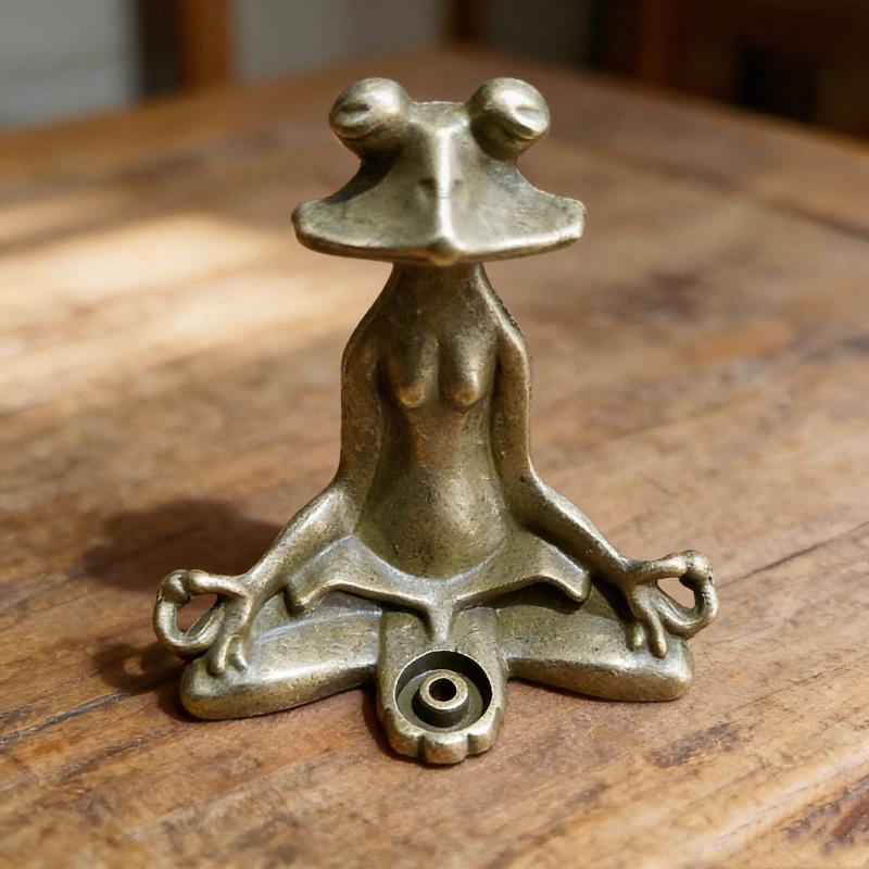 Alloy Frog Incense Holder Set - Chinese Ethnic Style for Home or Office