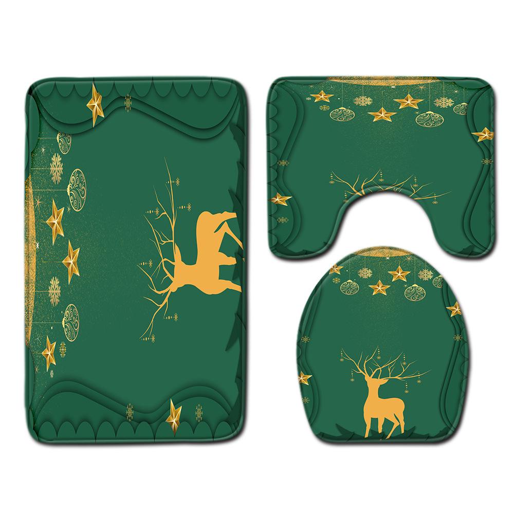 Christmas Bathroom Floor Mat Toilet Three-Piece Set
