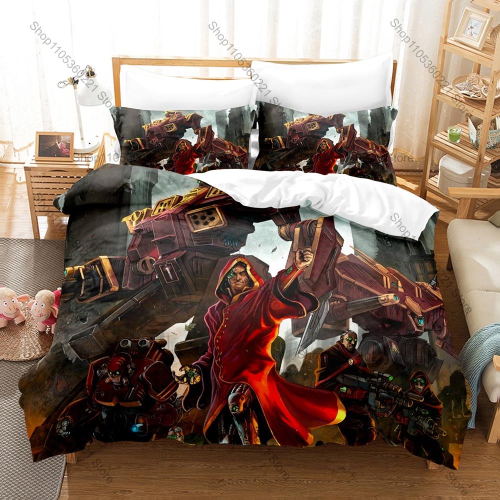 Man Made BattleTech The Board Game Duvet Cover + 2 Pillowcases Sci-Fi BattleMech Hex Tabletop Wargame Print Soft Bedding Decor