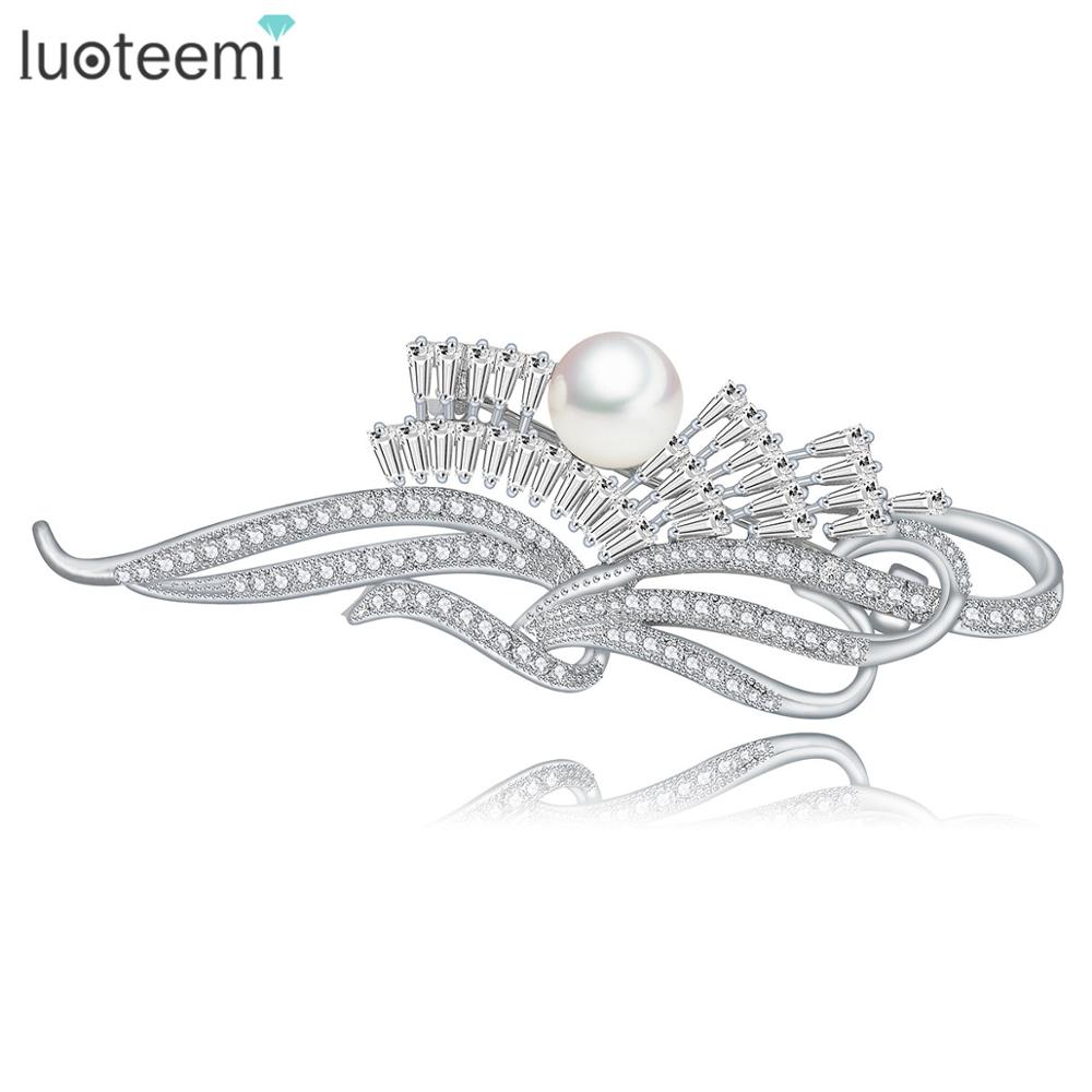 LUOTEEMI Hot Sale New Lovely Retro Fashion CZ Crystal Brooches for Women Fashion Jewelry
