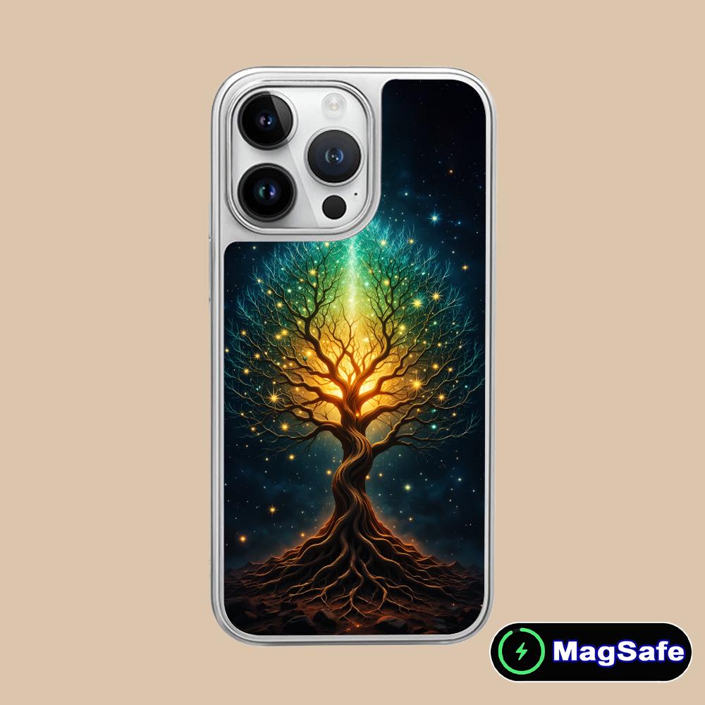 World Life Tree Mobile Phone Case for iPhone 17 16 15 14 13 12 11 Air Pro Max Plus Magsafe Silver Plating Colorful Cover Cover