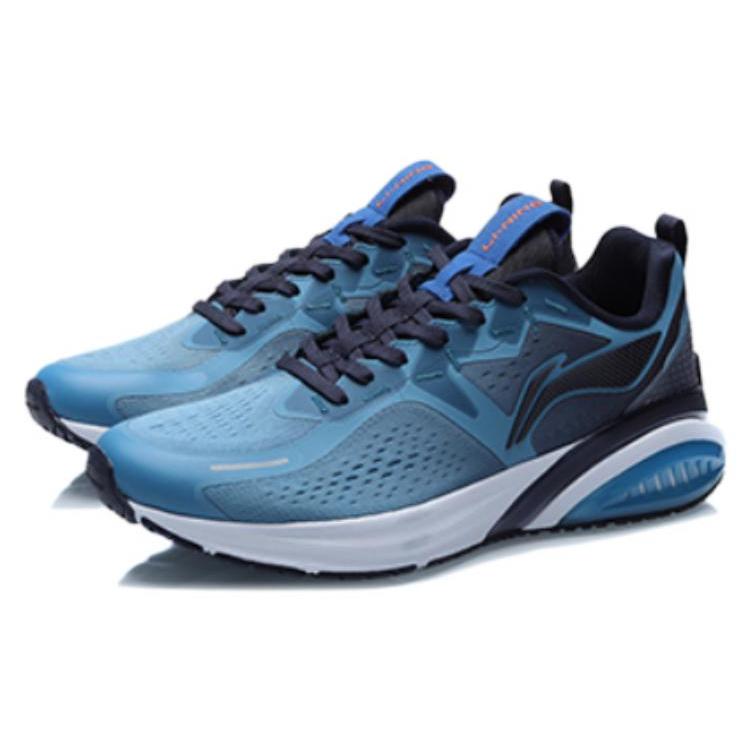 Li Ning Fabric Cushioning Slip Resistant Abrasion Resistant Low Top Running Shoes Men's Night Blue ARSS053-1