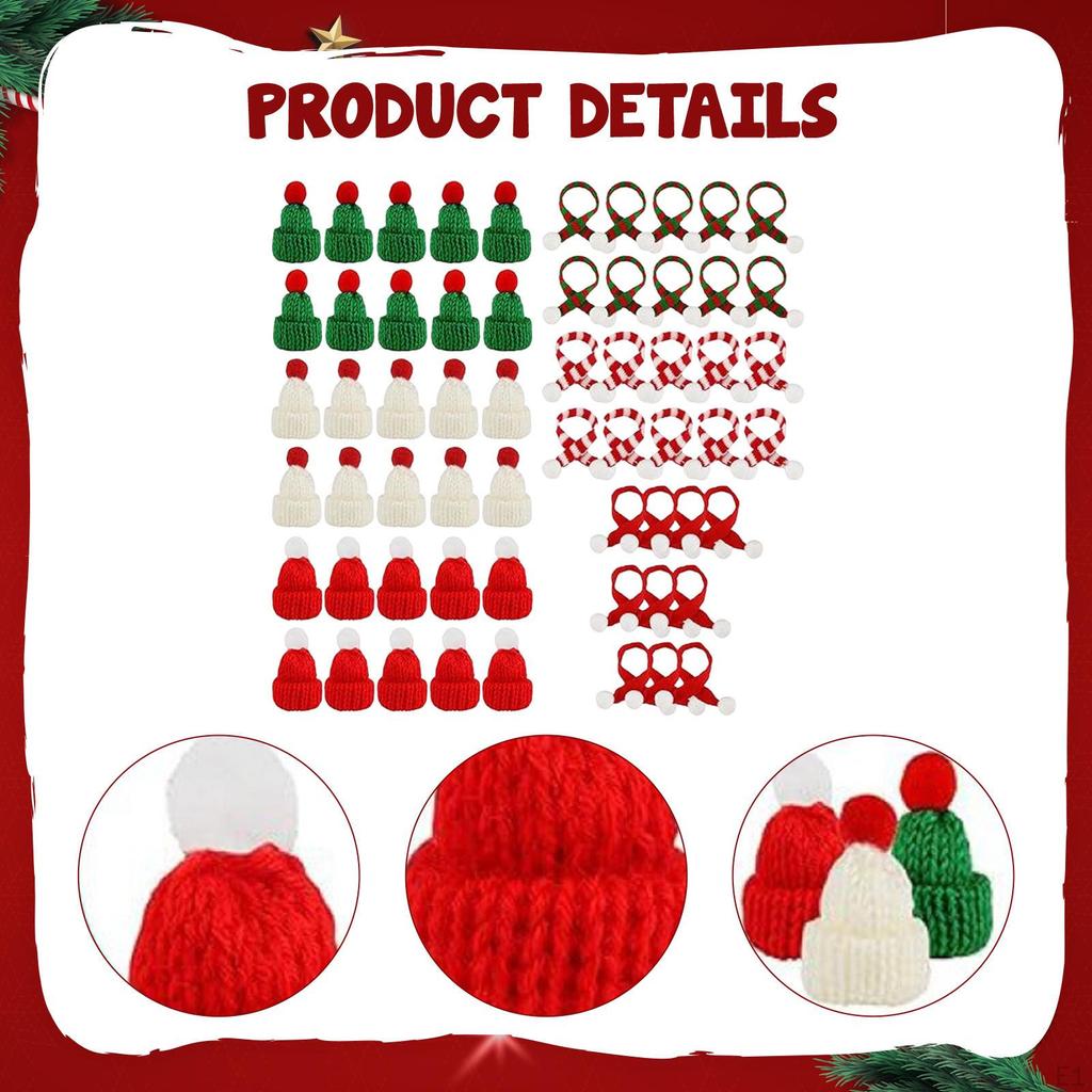 Mini Knit Hat and Scarf Set Christmas Tree Ornament DIY Accessories Wine Bottle Cover for Gift Tags