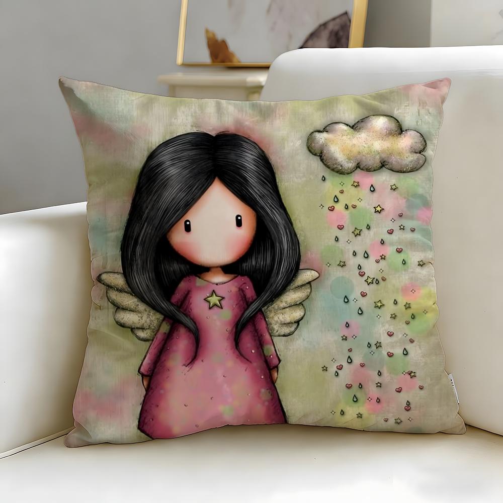 classic cartoon brand Santoro Gorjuss Cushion Cover Soft & Easy-Wash Pillow Case – Versatile for Couch, Bed, Travel and Office