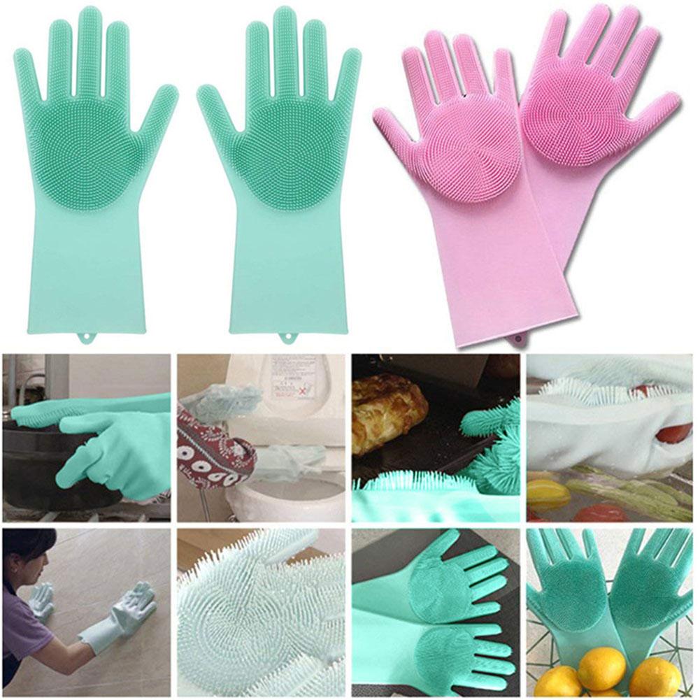 Magic Silicone Rubber Dish Washing Gloves Eco-Friendly Scrubber Cleaning Sponge