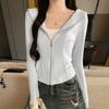 Women S Hooded Zip Up Cardigan Slim Fit Long Sleeve Outerwear