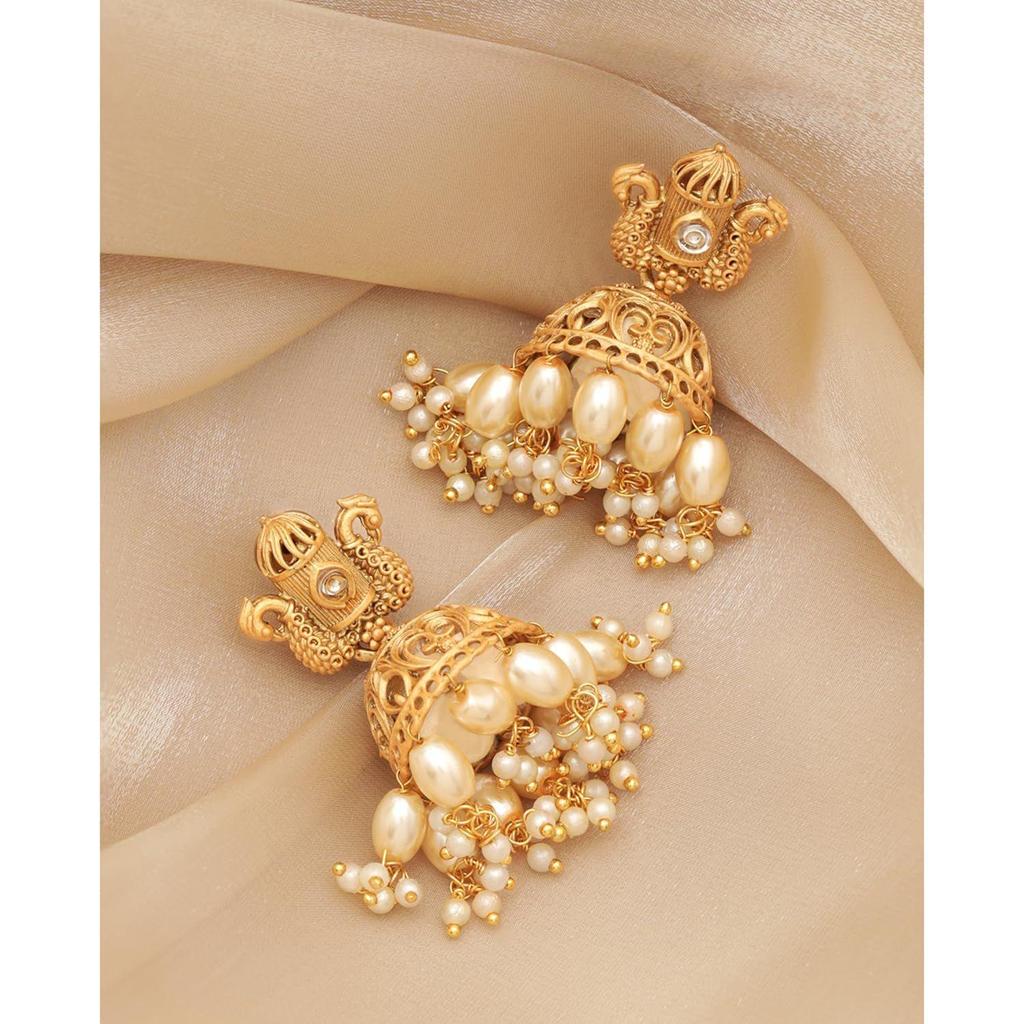 Jhumka Earrings Gold Plated Stylish Traditional Trendy Jewellery Gift for Women & Girls