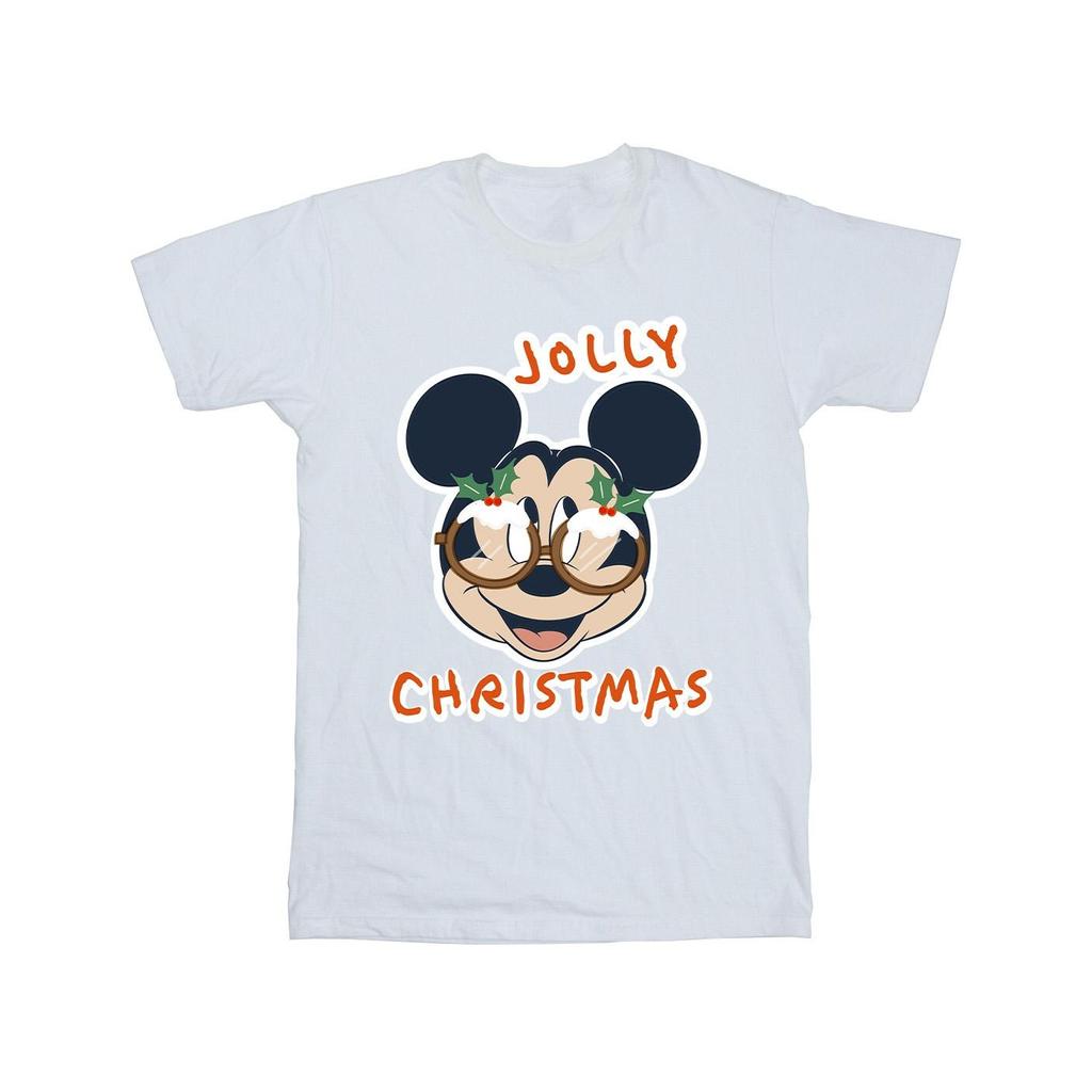 Disney Mens Mickey Mouse Jolly Christmas Glasses T-Shirt