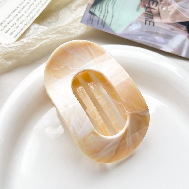 Arc-shaped Oval Grab Clip Marble Gradient Color Ponytail Bun Shark Clip High-end Hair Accessory Hair Clip