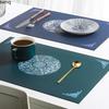 Simple Square Leather Placemats Kitchen Mats Oil  Scald Resistant Waterproof Mat Table Decoration and Accessories