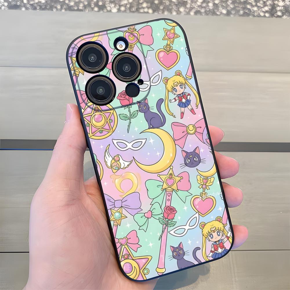 

Anime S-Sailor Moon Phone Case For IPhone 17 Air 16 E Pro Max 15 14 13 Mini 12 Pro 11 Max Plus Black Soft Shell iPhone 11
